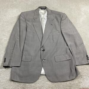 Vintage Burberrys Sport Coat Mens 46S Gray Italian Silk Check 2 Button Formal